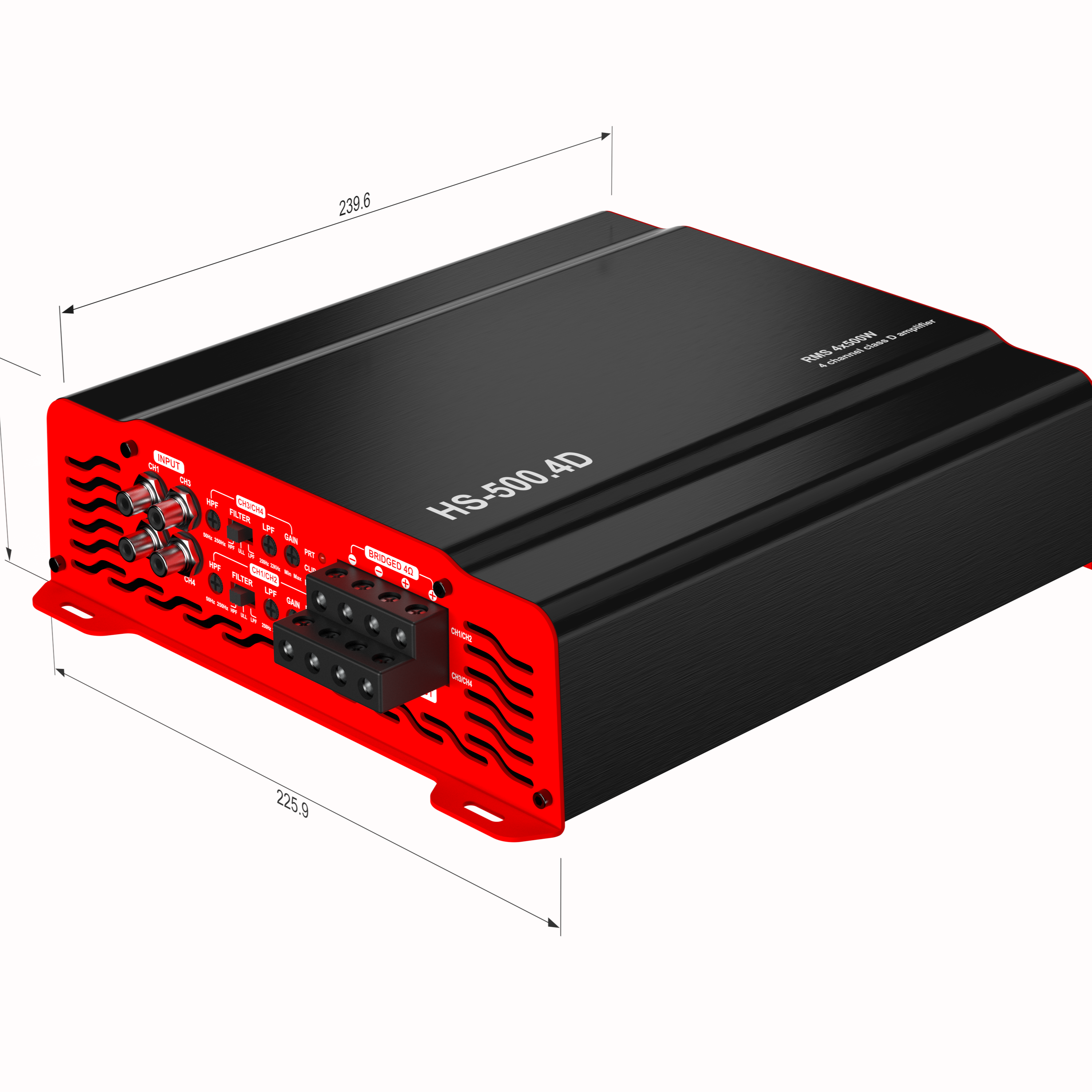 Car Stereo Amplifier HS-500.4D 4 Channels RMS 4*500W Big Power Brazilian Amplifiers
